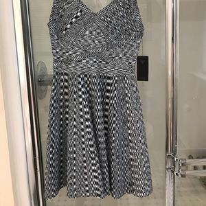 Sexy black and white spandex fit and flare dress